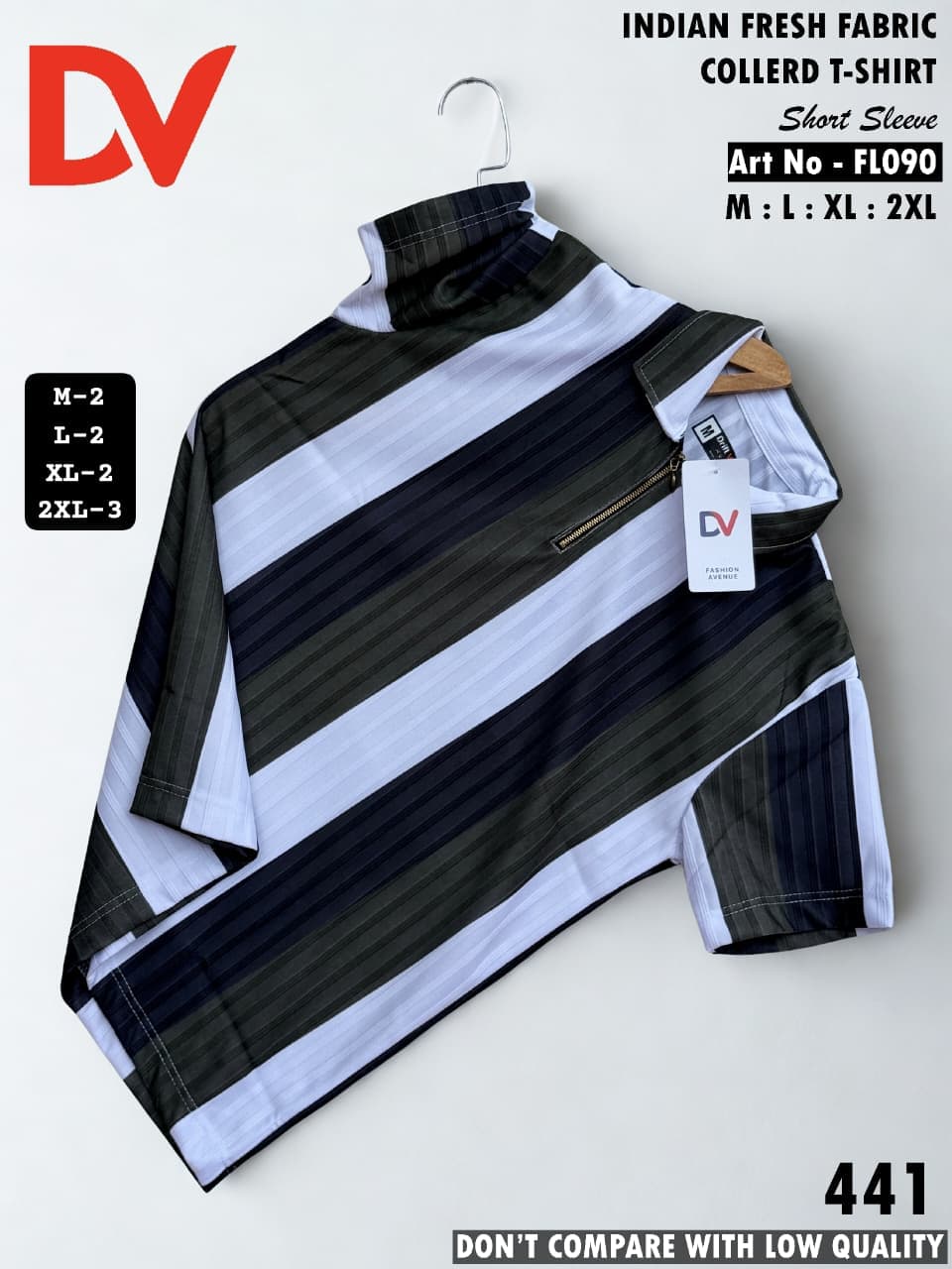 DV Premium Striped Quarter-Zip Collar T-Shirt
