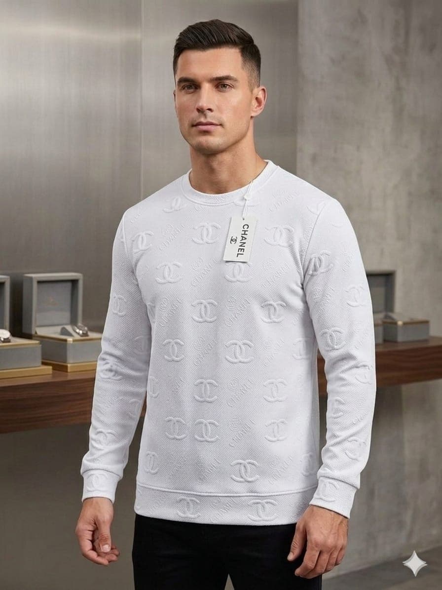 Chanel Inspired Embossed Monogram Crewneck Sweatshirt